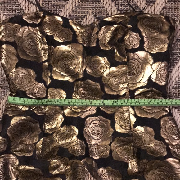 Lulus Black and Gold Jacquard Strapless Dress - Picture 8 of 8